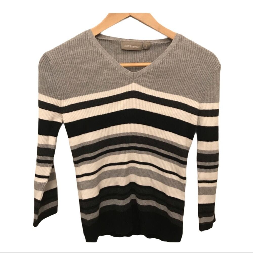 Croft & Barrow Y2K V-Neck Striped Sweater small